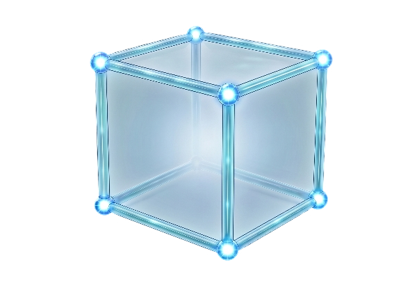 A three-dimensional FrostGrid with active FrostNodes, FrostSegments, FrostCells, and local grid distortion